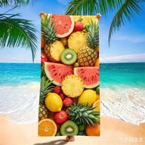 Coconut & Palm Leaf Beach Towel - Quick Dry Microfiber with Tropical Print, Soft Sand Free Blanket for Summer Vacation & Pool 50x100cm