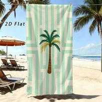 Aesthetic Green Palm Microfiber Beach Towel 2D Flat Printed Sandproof Waterproof Cute Picnic Mat Travel Essentials Spring Summer 70x140cm&1pc
