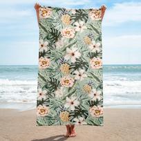 Tropical Beach Towel with Hibiscus, Pineapple & Palm Leaves, Exotic Summer Swim Towel, Boho Bath & Vacation Gift 50X100CM