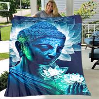 Buddha Sakyamuni Inspired Plush Throw Blanket Soft Flannel for Bedroom Living Room Sofa or Prayers Home Textile Size: 75*100cm, Weight: 230 GSM
