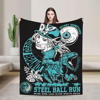 JoJo's Bizarre Adventure Jotaro Kujo Coral Fleece Throw Blanket JJBA Anime Rug Piece Knitted Blanket Outdoor Ultra-Soft Portable Size: 75*100cm, Weight: 230 GSM