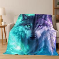 Norse Mythology Fenrir Wolf Beast Cartoon Flannel Blanket,Cozy Soft Throw Blanket for Home Bedroom Bed Sofa Picnic Cover Kids Size: 75*100cm, Weight: 230 GSM