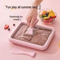 Summer Mini Frozen Yogurt and Ice Cream Maker for Kids - 304 Stainless Steel Pan Pink Yogurt Ice Pan + Shovel žalia