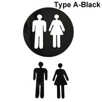 Vonios kambario durų tualeto apdaila, moteris ir vyras, tualeto įėjimo ženklas, veidrodinis paviršiaus lipdukas 3D sienų lipdukai black-Type A