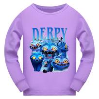 4874 Kids Girls Derpy Rumi Zoey Mira Super Star Print Long Sleeves T-Shirt 100cm violetinė
