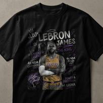 LeBron James Fan T-Shirt, King Basketball Legend Shirt, Power & Precision Doodle Tee, Iconic Player Tribute Gift 4XL
