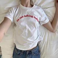 i'm not talking today Tee | White T-Shirt, Minimal Text Design L