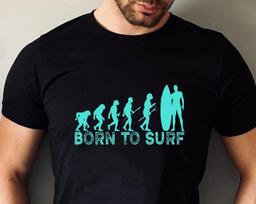 Born To Surf Evolution T-Shirt, Retro Surfing Shirt Kite surfers Family Presents Shirt Birthday Gift For Her Christmas Xmas Gift Tee Tops 4XL