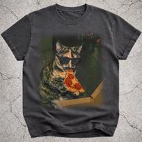 Tortie Cat Eating Pizza Shirt, Funny Cat Pizza Meme Tee, Tortoiseshell Cat Graphic T-Shirt, Novelty Pizza Lover Gift for Cat Mom Dad 4XL