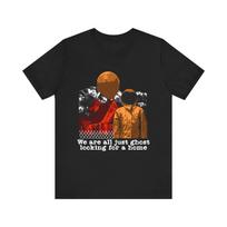 Surreal Mountain Astronaut Tee | Retro Orange Moon, Space Suit Graphic L