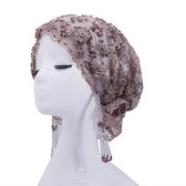 Shiny Beads Fishtail Cap Flower Embroidery Beaded Bonnet Indian Headscarf  Ethnic Festival oranžinė