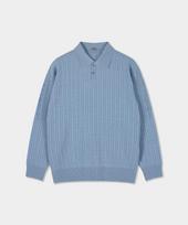 Vibrante Soft Washable Cable Collar Knit - Sky Blue Sky Blue/S