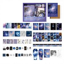 Cultural Creative Hoshino Qimeng XYQM Model Unbound Notebook Set Gift Box Cross-border Sticker Materials DIY Stationery None&A6 violetinė