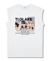 Tee Glake Sunset Relax Oversized Sleeveless T-Shirt White L