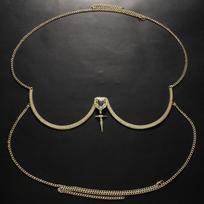 Sexy Hot Girl Style Heart Rhinestone Chest Harness, Women Party Bikini Accessory Body Chain for Nightclub auksas