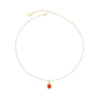 JoJo Advanced Sense Festive Little Red Bean Agate Trendy Butterfly Beads Pendant Necklace Gold Plated Alloy Sweater Chain