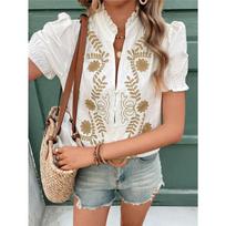 Summer women's fashion hollow short-sleeved women's shirt top L abrikosas