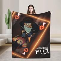 Chishiya Shuntaro Alice In Borderland Blanket Flannel Funny Warm Throw Blanket for Bedding Lounge Summer Size: 75*100cm, Weight: 230 GSM