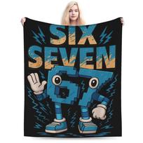 67 Six Seven 6-7 - Funny Italian Brainrot Kids Gaming Meme Blanket Super Soft Flannel Relax Gifts Throw Blanket Bedding Throws Size: 75*100cm, Weight: 230 GSM