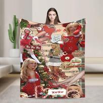 Sabrina Carpenter American Singer Blanket Quality Warm Soft Bedding Throws Spring Camping Couch Bed Aesthetic Bedspread Size: 75*100cm, Weight: 230 GSM