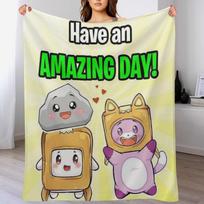 Happy Lanky Cartoon Box Cozy Flannel Blanket, Have an Amazing Day! Soft Throw Blanket For Dorm, Nap, Home Decor, All Seasons Size: 75*100cm, Weight: 230 GSM
