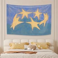 Abstract Star Tapestry Blue Sky Wall Hanging Minimalist Aesthetic Tapestries for Bedroom Living Room Decor 100X70CM