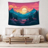 Mountain Sunset Tapestry  Perfect for Serene Vibrant  Unique Home Decor with Natures Beauty and Artistic Charm 100X70CM