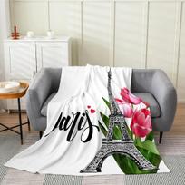 Purple Tulip Flowers Throw Blanket Ultra Soft Warm All Season Decorative Flannel Blankets for Bed Chair Car Sofa Couch Bedroom Size: 75*100cm, Weight: 230 GSM