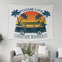 American Vintage Surfing Tapestry POGUE LIFE OUTER BANKS Theme Surfing Van Living Room Sofa Backdrop Wall 100X70CM