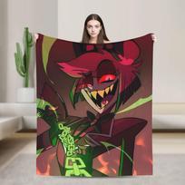 Warm BlanketBoy Girl Camping Vox Alastor Hazbin Hotels Throw Blanket Flannel Bedspread For Couch Chair Funny Sofa Bed Cover Size: 75*100cm, Weight: 230 GSM