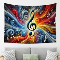 1pc Vibrant Music Note Tapestry, classic treble clef print design.  ideal for backdrop, party decor, studio use and music room 100X70CM