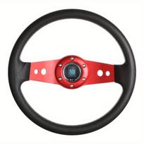 13'' Universal Deep Dish Racing Steering Wheel Car Leather Steering Wheel raudona