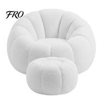 Lazy Sofa Pumpkin Shaped Bean Bag Chair with Footstool, Giant Chair, Soft Boneless Couch Pumpkin-Shaped for Teens Kids Toddler, Comfy Lounge balta