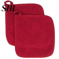 Oven Mitts 2Pcs Baking Mittens Breathable Anti-scalding Cotton Non-slip Gloves Potholder for Daily Use Insulation raudona