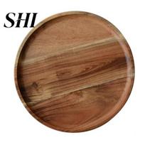 Dessert Plate Snack Round Shaped Space-saving Wooden Fruit Dish Sandwich Bread Tea Tray Tableware Saucer S