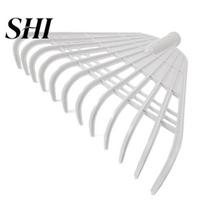 Durable Plastic Rake 12/21 Tines Leaf Tempered Head Collecting Leaves Debris Portable Garden Tool Lightweight Yard Grass Clean for Gardening Camping 12 balta