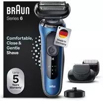 Braun Series 6 61-B4500cs - Barzdaskutė foliowa - Mėlyna - Przyciski - LED - Ładowanie - Zasilanie - AC/Bateria