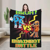 Blanket for Students Picnic Bruh  Vs Tung Tung Sahur Funny Brainrot Battle Bedding Throws Bed Cover for Bedroom Sofa 75X95CM