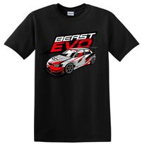 Evo Beast Car Graphic T Shirt Racer Tee Auto Motifs Driving Enthusiast Style S įvairiaspalvis