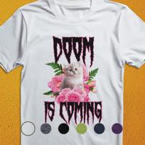 Doom Is Coming Cat T-Shirt: Funny Gothic Kitten Tee, Altcore Grunge 4XL