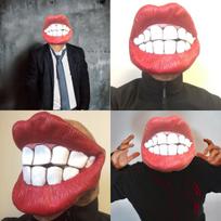Alluring red lip latex mask One size fits all adults raudona