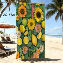 Tropical Mixed Fruit Palm Leaf Print Beach Towel Papaya Watermelon Pineapple Quick Dry Sand Free Soft Towel Summer Holiday 50X100cm &1pc