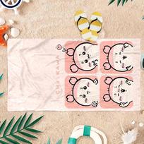 Chiikawa Beach Towel Purple Ghost Flat Print Quick Dry Microfiber Bath Towel for Gym Yoga Travel Gift Kids 50X100CM