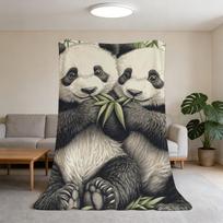 Cute Panda Bamboo Blanket Flannel Warm Soft Throw Blanket For Room Sofa Childish Birthday Gifts Size: 75*100cm, Weight: 230 GSM