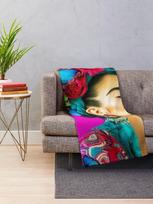 Frida Pasional Throw Blanket Vibrant Art Design for Cozy Living Spaces Size: 75*100cm, Weight: 230 GSM