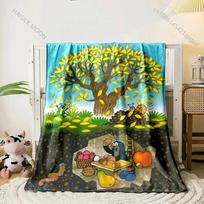 Little Mole Cartoon Throw Blanket Soft Flannel Quilt for Bed Sofa Four Seasons Kids Gift Home Textile Size: 75*100cm, Weight: 230 GSM