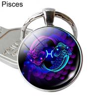 Raktų pakabukas 12 žvaigždyno zodiako ženklo pakabukas dviveidis raktų pakabukas raktų laikiklis juodojo penktadienio dovanos Pisces