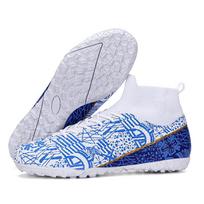 Football Shoes   FANQISON  Men's High-top Socks Football Shoes, Youth Sports Shoes Football Training Shoes Children Football Boots 34 balta