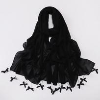 New Chiffon Hijab Veil Scarf Hand-Sewn Glass Tube Bow Long Scarf Gauze Horse Muslim Women Hijab Islam Turban Headscarves Ladies