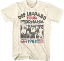 Def Leppard 1977 English Rock Band 1983 USA Pyromania Tour Natural Adult T-Shirt XL